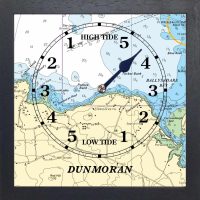 YELLOW BLUE GREEN DUNMORAN MARINE CHART TIDE CLOCK