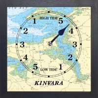 yellow blue and green nautical map of kinvara with black frame