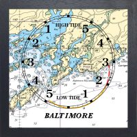 baltimore tide clock in black wooden frame